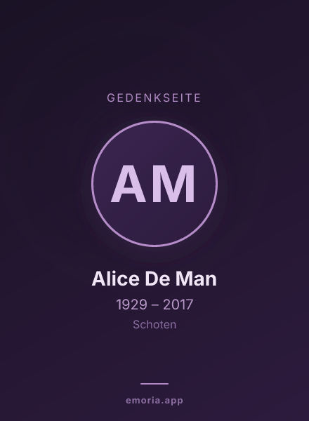 Gedenkportrait von Alice De Man