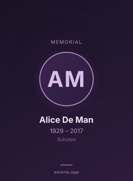 Memorial portrait of Alice De Man