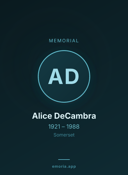 Memorial portrait of Alice DeCambra