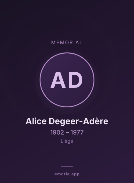 Memorial portrait of Alice Degeer-Adère