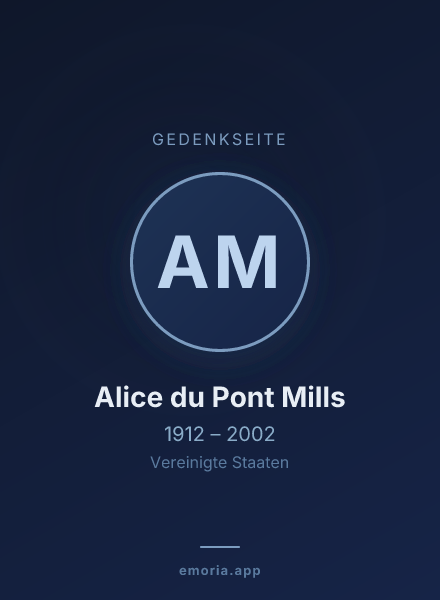 Gedenkportrait von Alice du Pont Mills