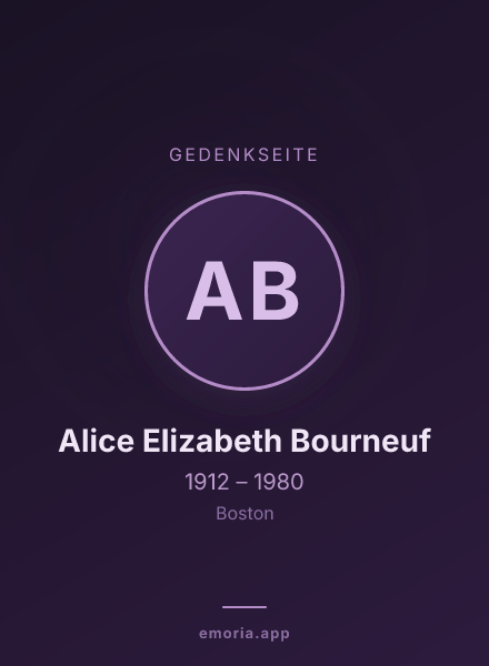 Gedenkportrait von Alice Elizabeth Bourneuf