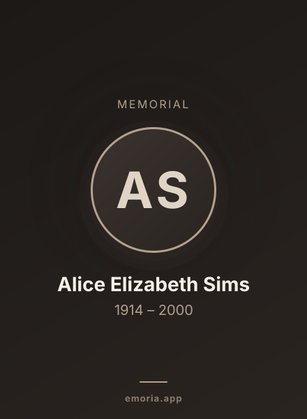 Memorial portrait of Alice Elizabeth Sims