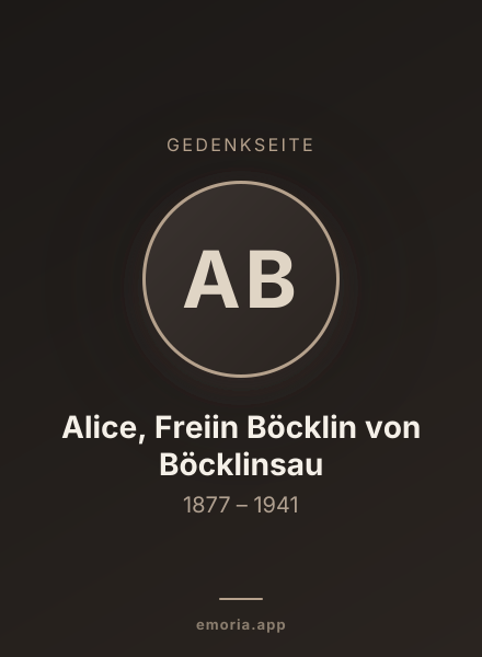 Gedenkportrait von Alice, Freiin Böcklin von Böcklinsau