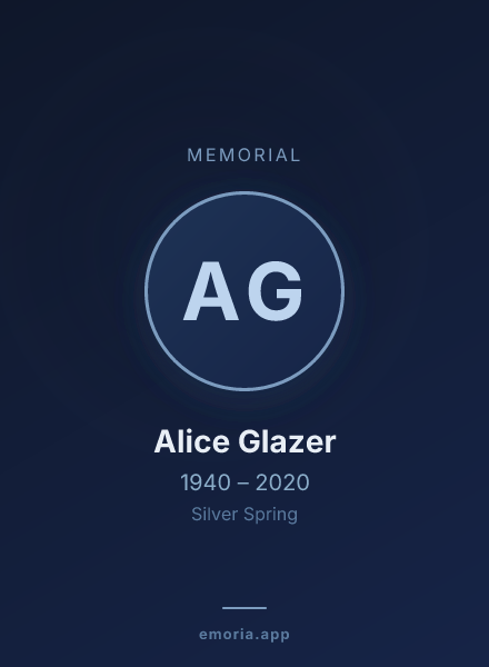 Memorial portrait of Alice Glazer