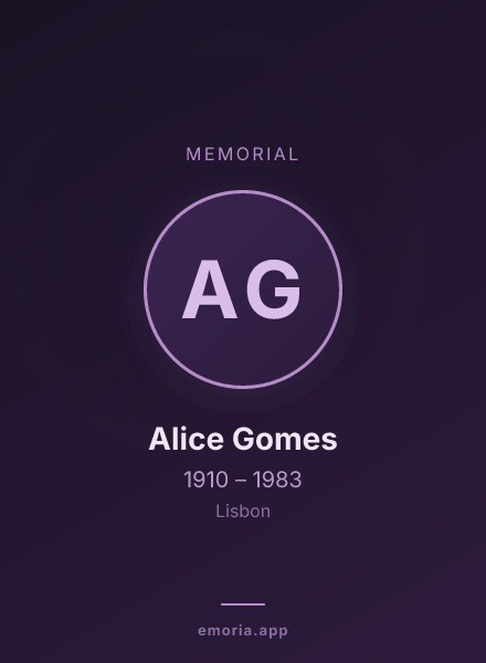 Memorial portrait of Alice Gomes