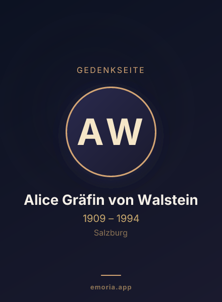 Gedenkportrait von Alice Gräfin von Walstein
