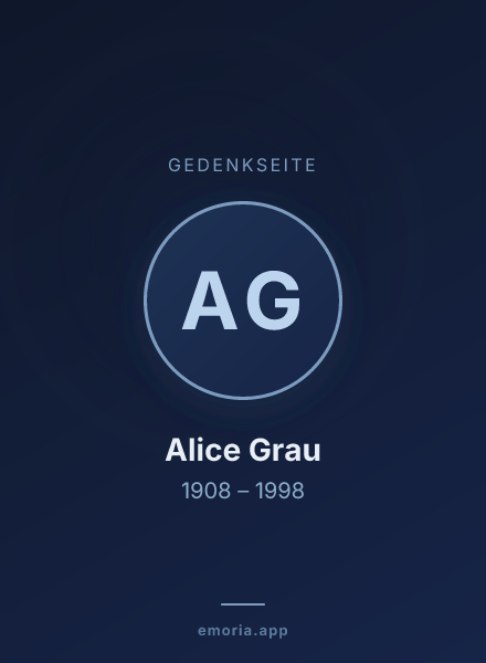 Gedenkportrait von Alice Grau