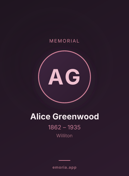 Memorial portrait of Alice Greenwood