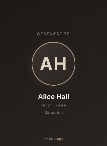 Gedenkportrait von Alice Hall