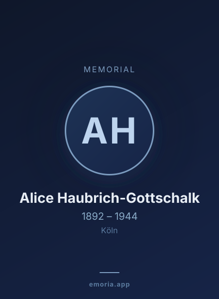 Memorial portrait of Alice Haubrich-Gottschalk
