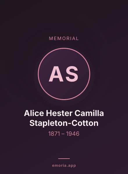 Memorial portrait of Alice Hester Camilla Stapleton-Cotton