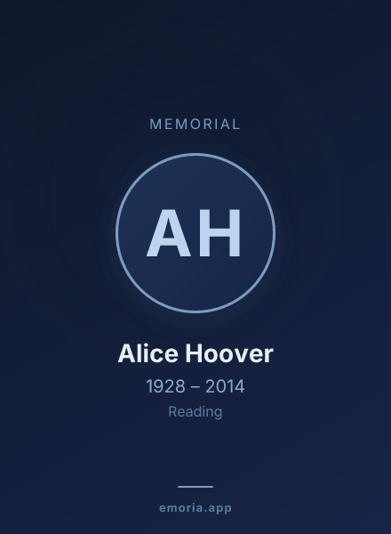 Memorial portrait of Alice Hoover