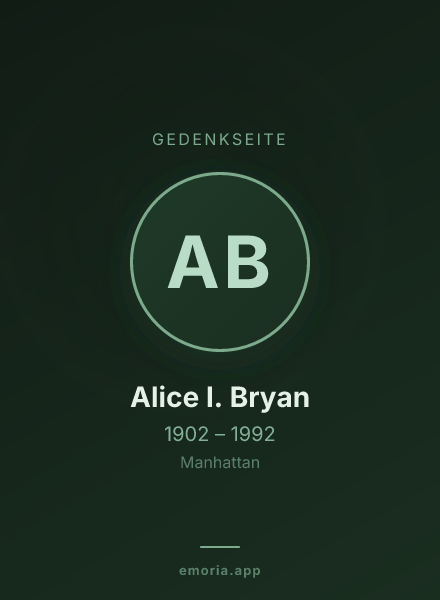 Gedenkportrait von Alice I. Bryan