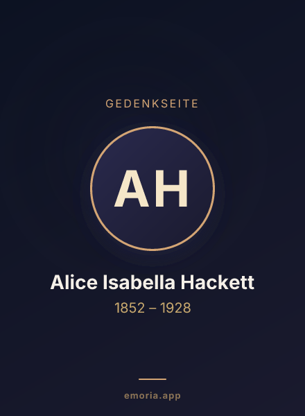 Gedenkportrait von Alice Isabella Hackett