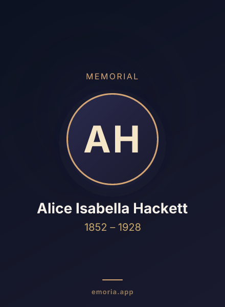 Memorial portrait of Alice Isabella Hackett