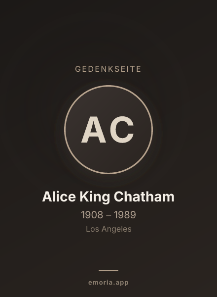 Gedenkportrait von Alice King Chatham