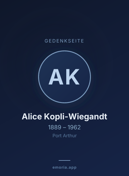 Gedenkportrait von Alice Kopli-Wiegandt