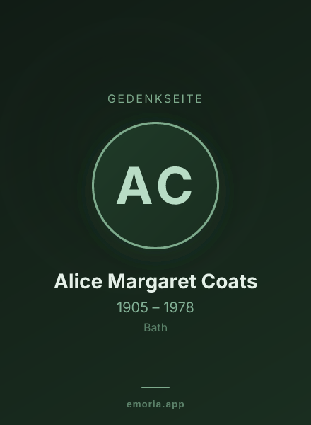 Gedenkportrait von Alice Margaret Coats