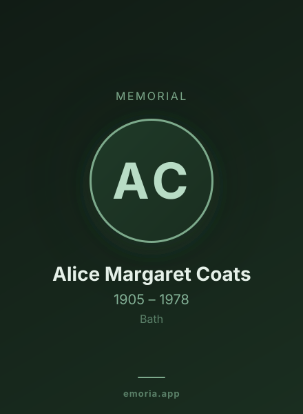 Memorial portrait of Alice Margaret Coats