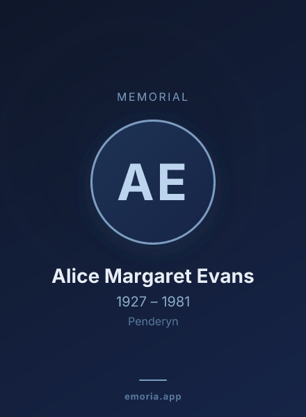 Memorial portrait of Alice Margaret Evans