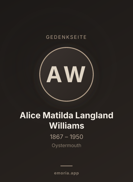 Gedenkportrait von Alice Matilda Langland Williams