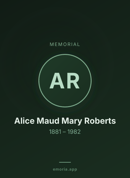 Memorial portrait of Alice Maud Mary Roberts