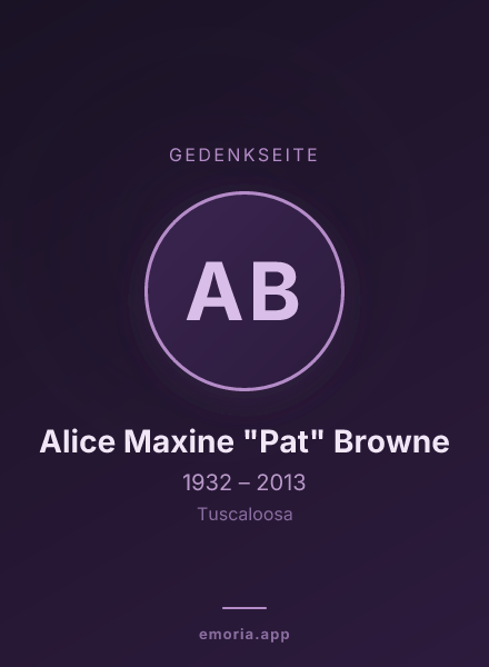 Gedenkportrait von Alice Maxine "Pat" Browne