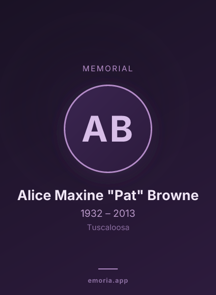 Memorial portrait of Alice Maxine "Pat" Browne