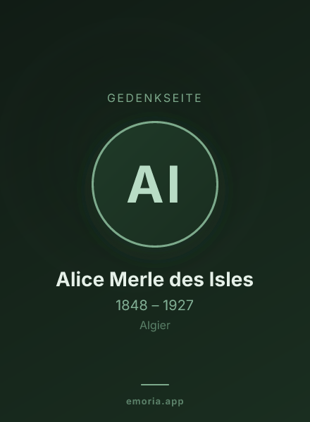 Gedenkportrait von Alice Merle des Isles