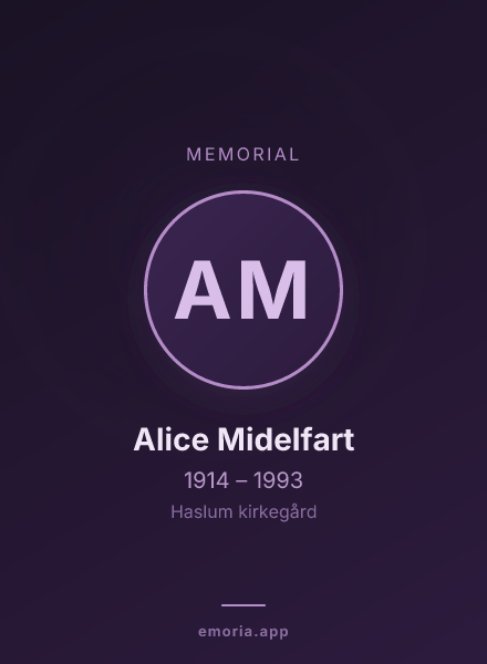 Memorial portrait of Alice Midelfart