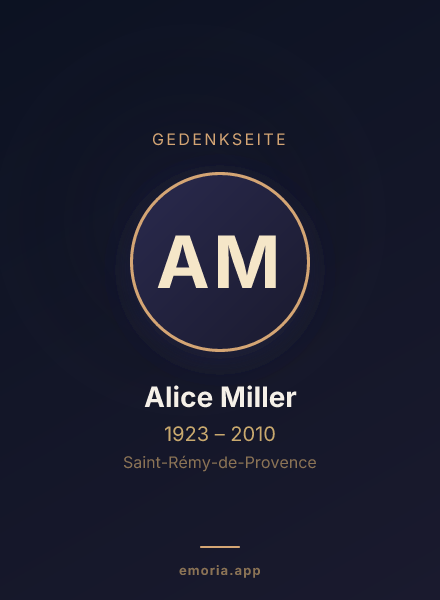 Gedenkportrait von Alice Miller