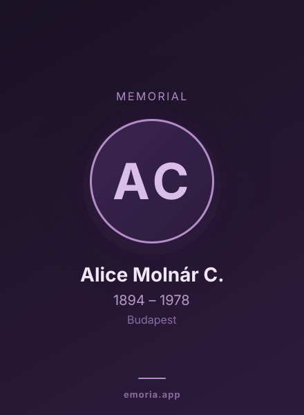 Memorial portrait of Alice Molnár C.