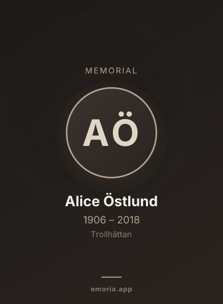 Memorial portrait of Alice Östlund