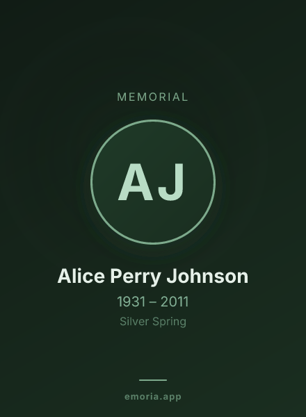 Memorial portrait of Alice Perry Johnson