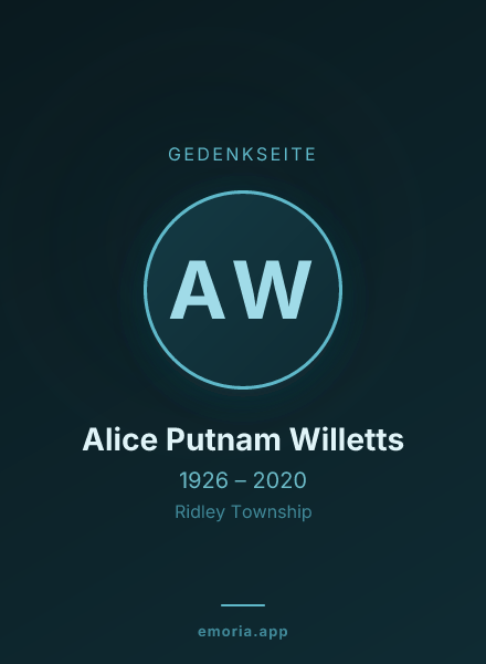 Gedenkportrait von Alice Putnam Willetts
