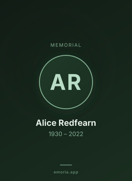 Memorial portrait of Alice Redfearn