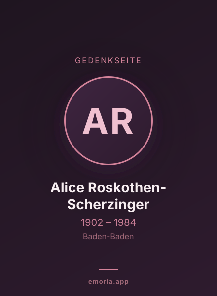 Gedenkportrait von Alice Roskothen-Scherzinger