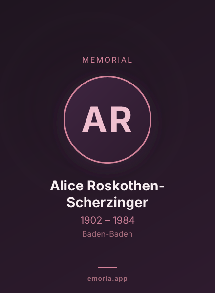 Memorial portrait of Alice Roskothen-Scherzinger