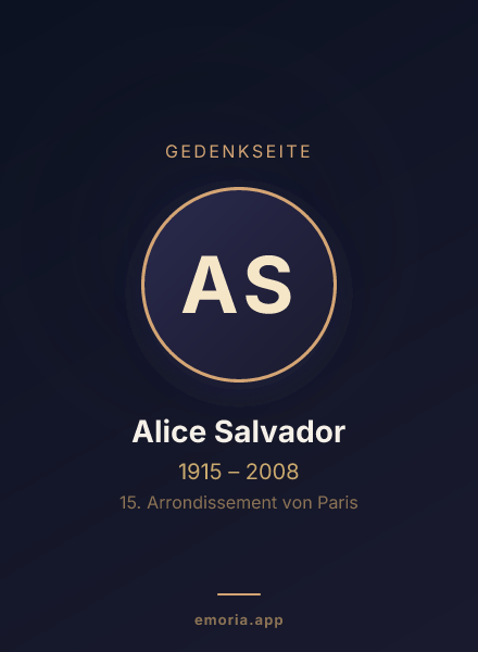 Gedenkportrait von Alice Salvador