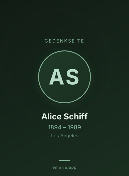 Gedenkportrait von Alice Schiff