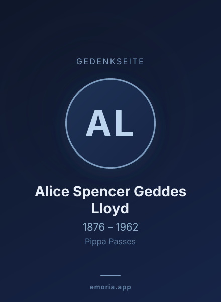 Gedenkportrait von Alice Spencer Geddes Lloyd