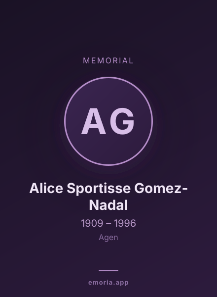 Memorial portrait of Alice Sportisse Gomez-Nadal
