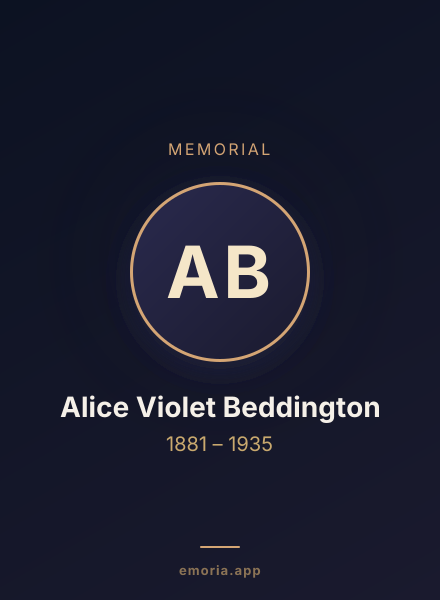 Memorial portrait of Alice Violet Beddington
