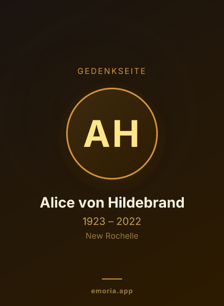 Gedenkportrait von Alice von Hildebrand
