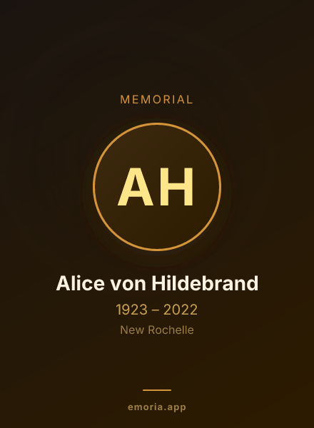 Memorial portrait of Alice von Hildebrand