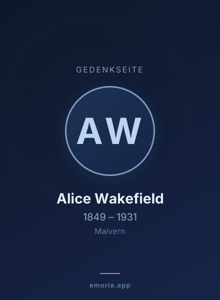 Gedenkportrait von Alice Wakefield
