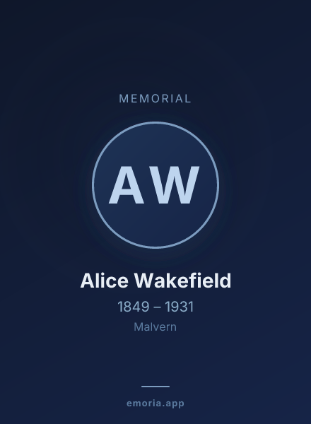 Memorial portrait of Alice Wakefield