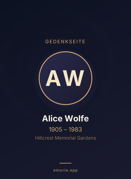 Gedenkportrait von Alice Wolfe