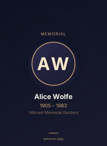 Memorial portrait of Alice Wolfe